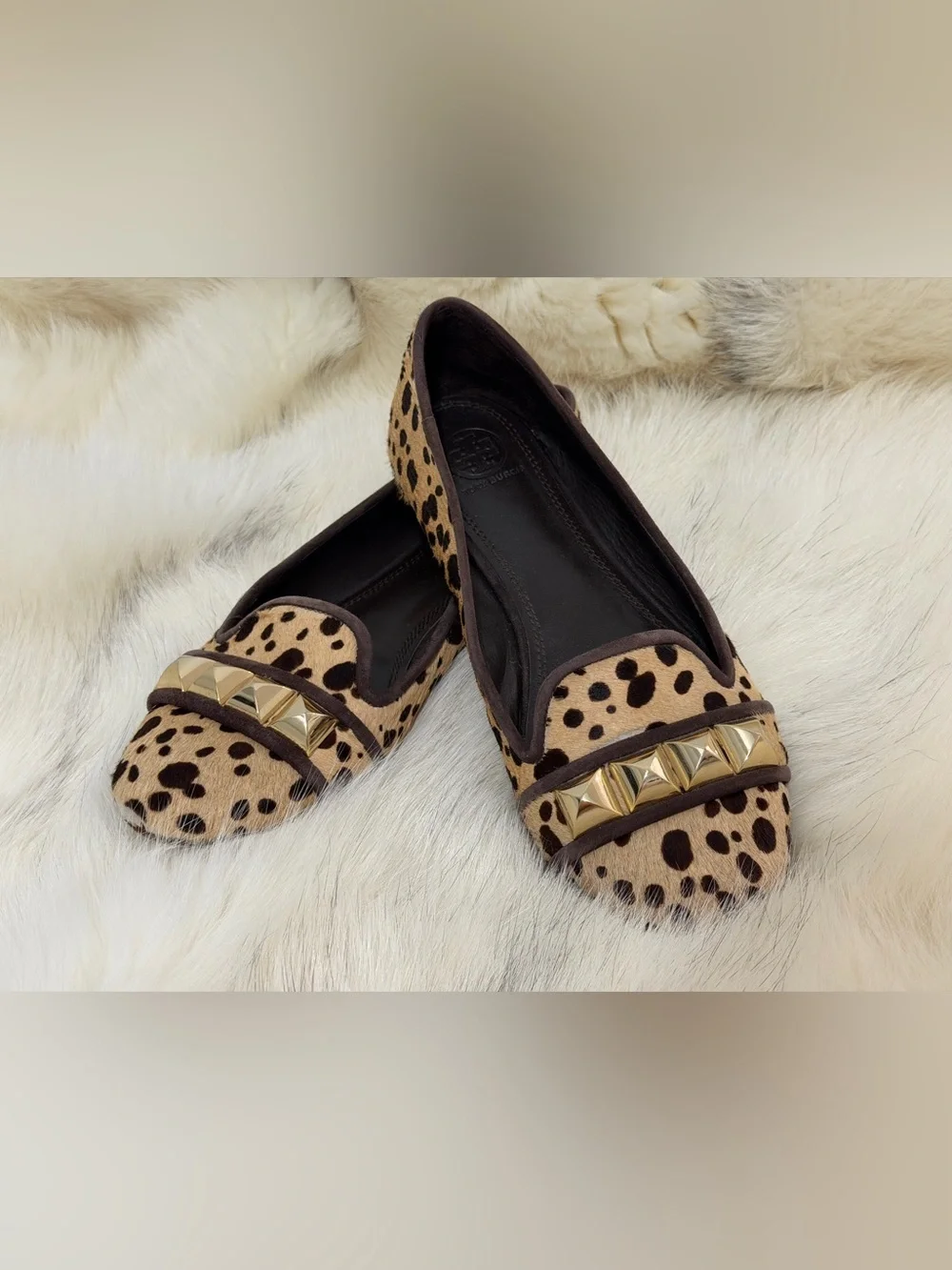 Tory Burch Studded Asher Loafer Animal Print Cheetah Pony Hair Flats 9 M $250